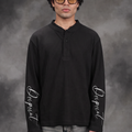 Boxyfit Black henley waffle