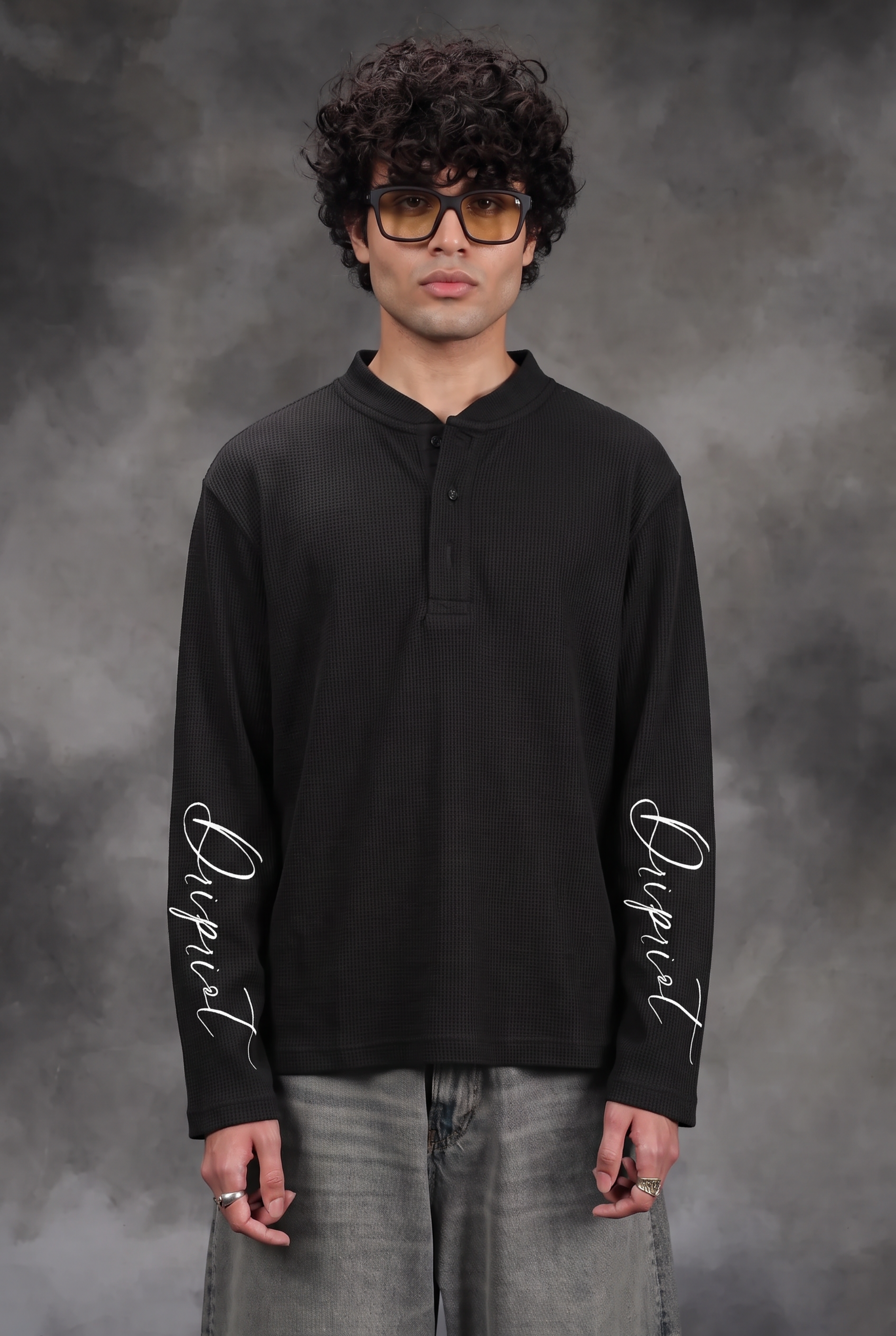 Boxyfit henley waffle