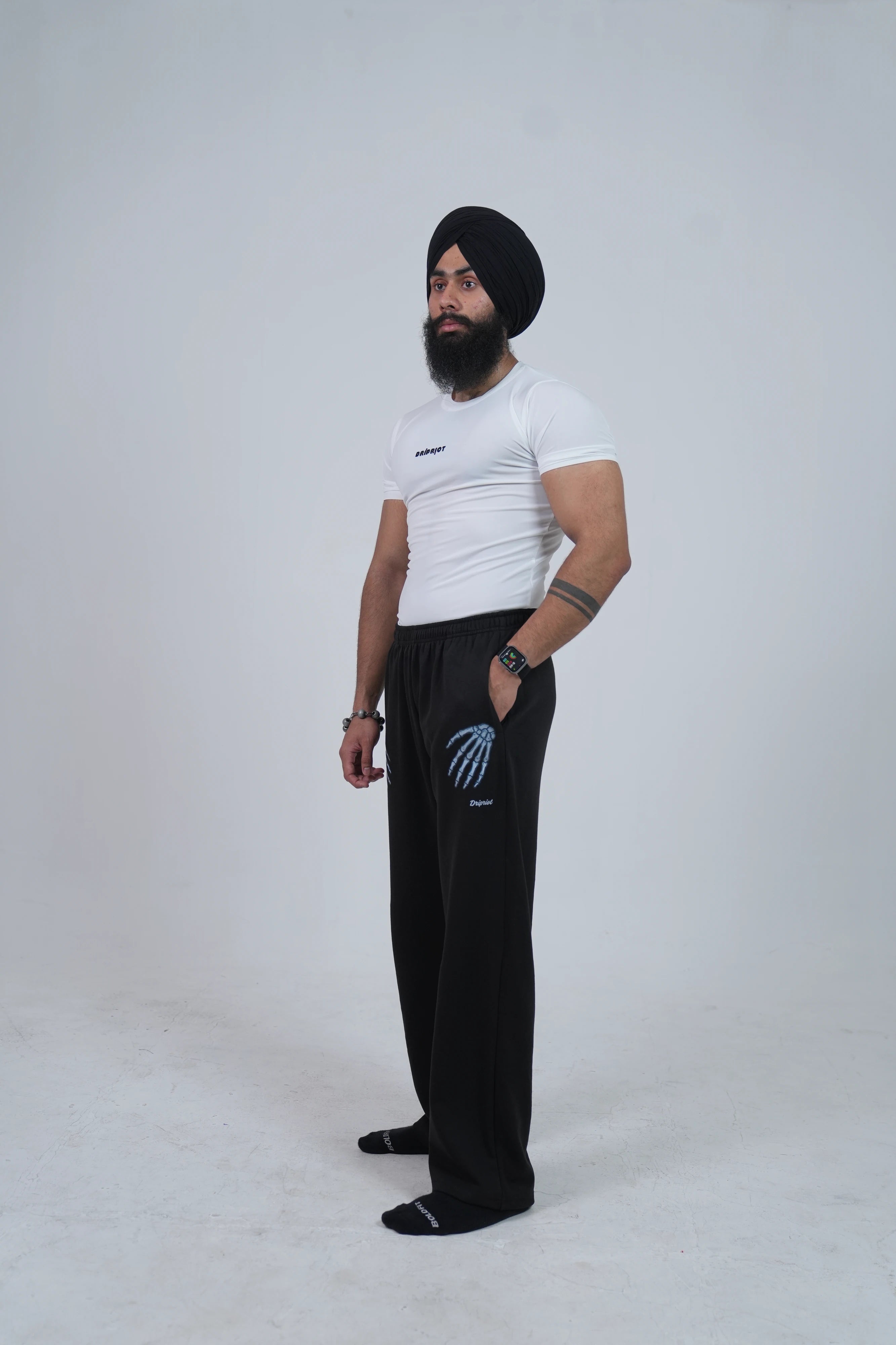 Black Skeleton Hand Jogger