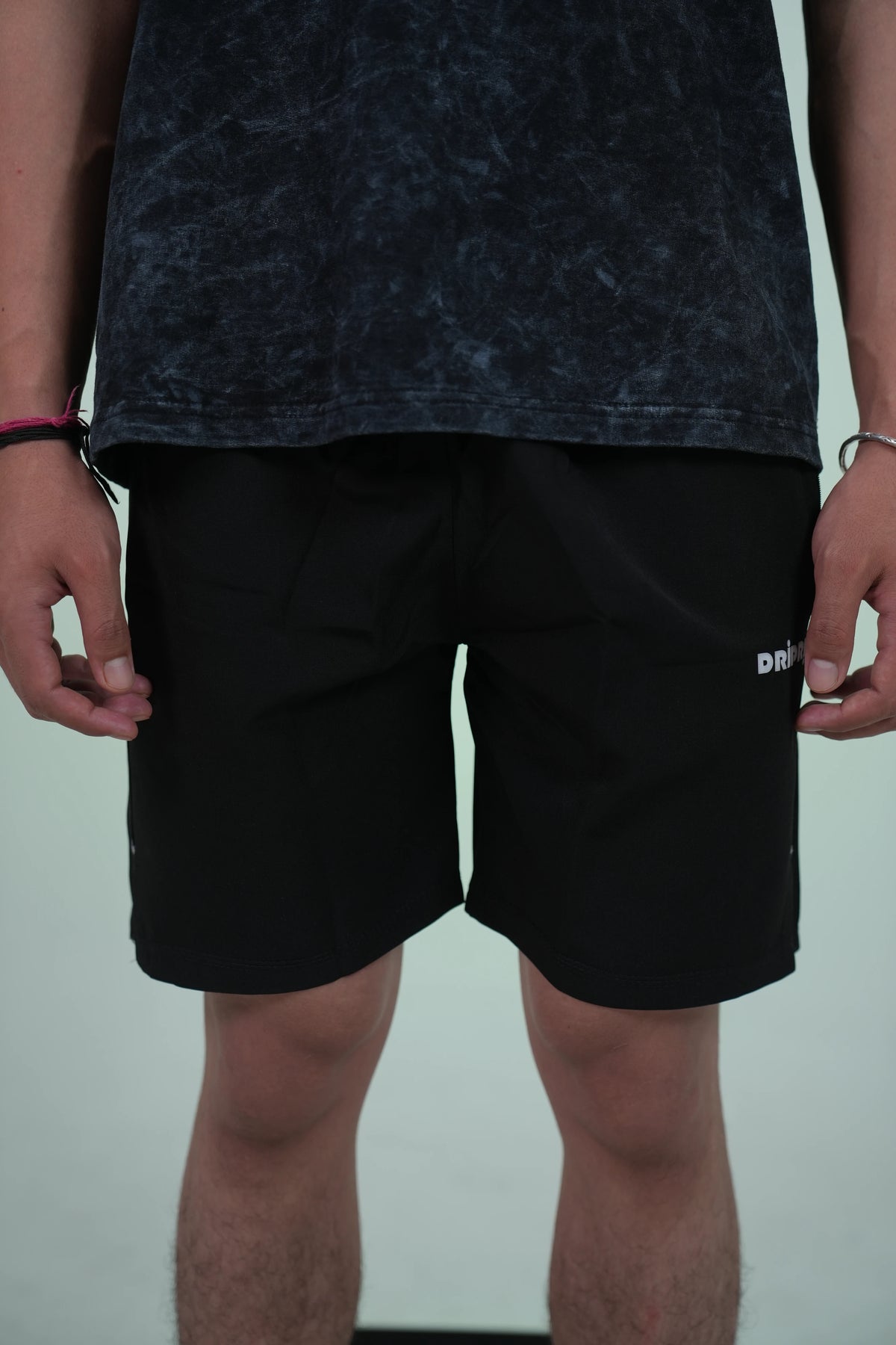 Side Slit Black Shorts