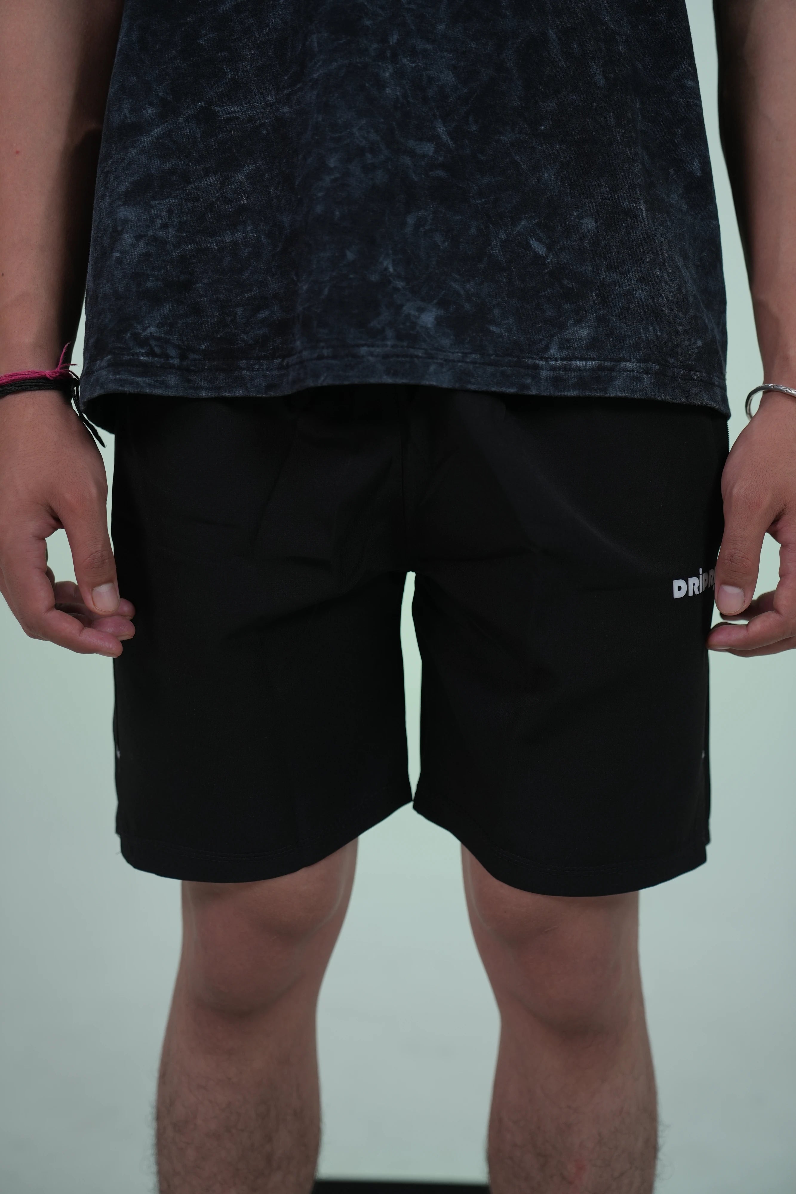 Side Slit Black Shorts