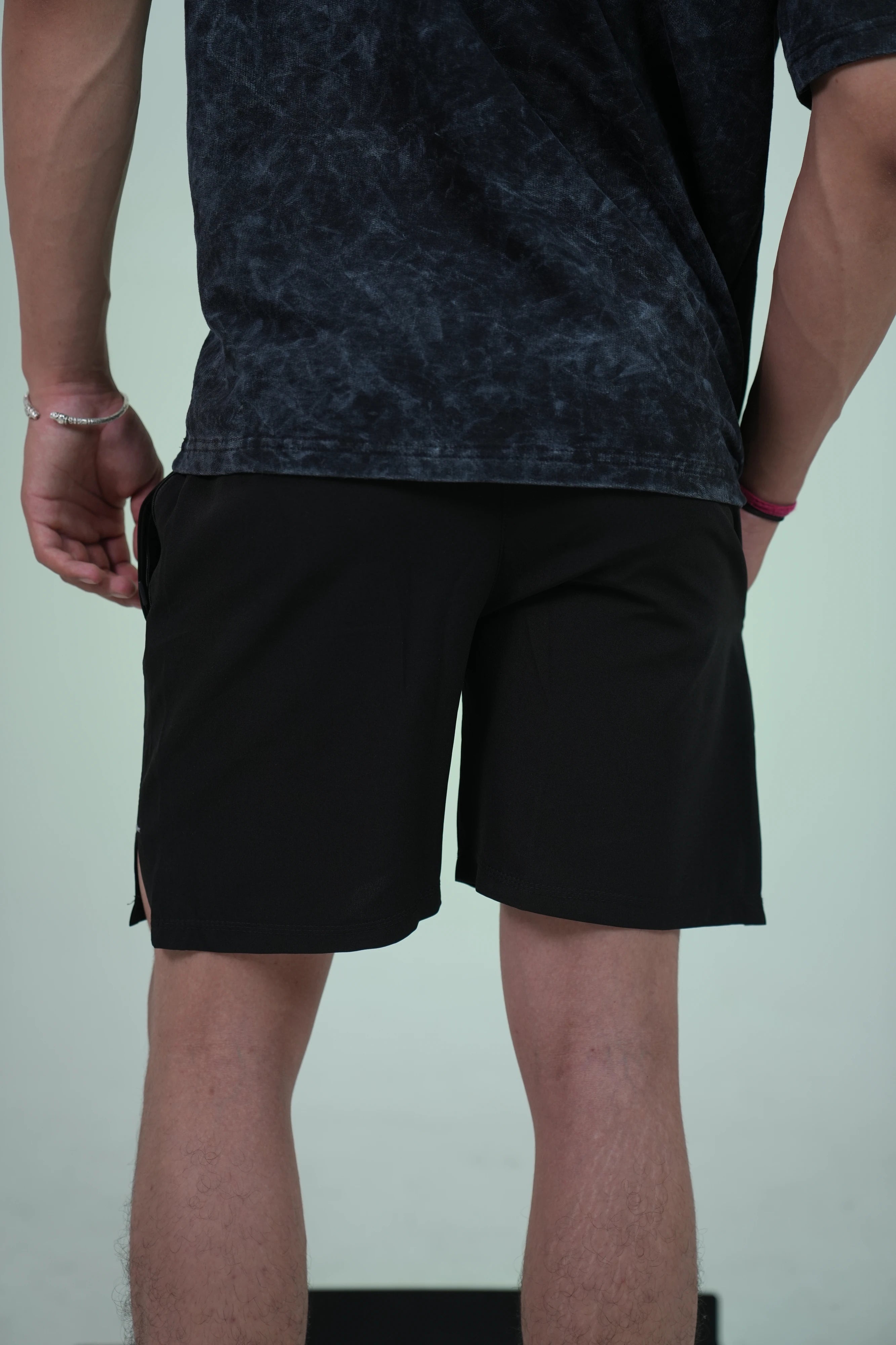 Side Slit Black Shorts