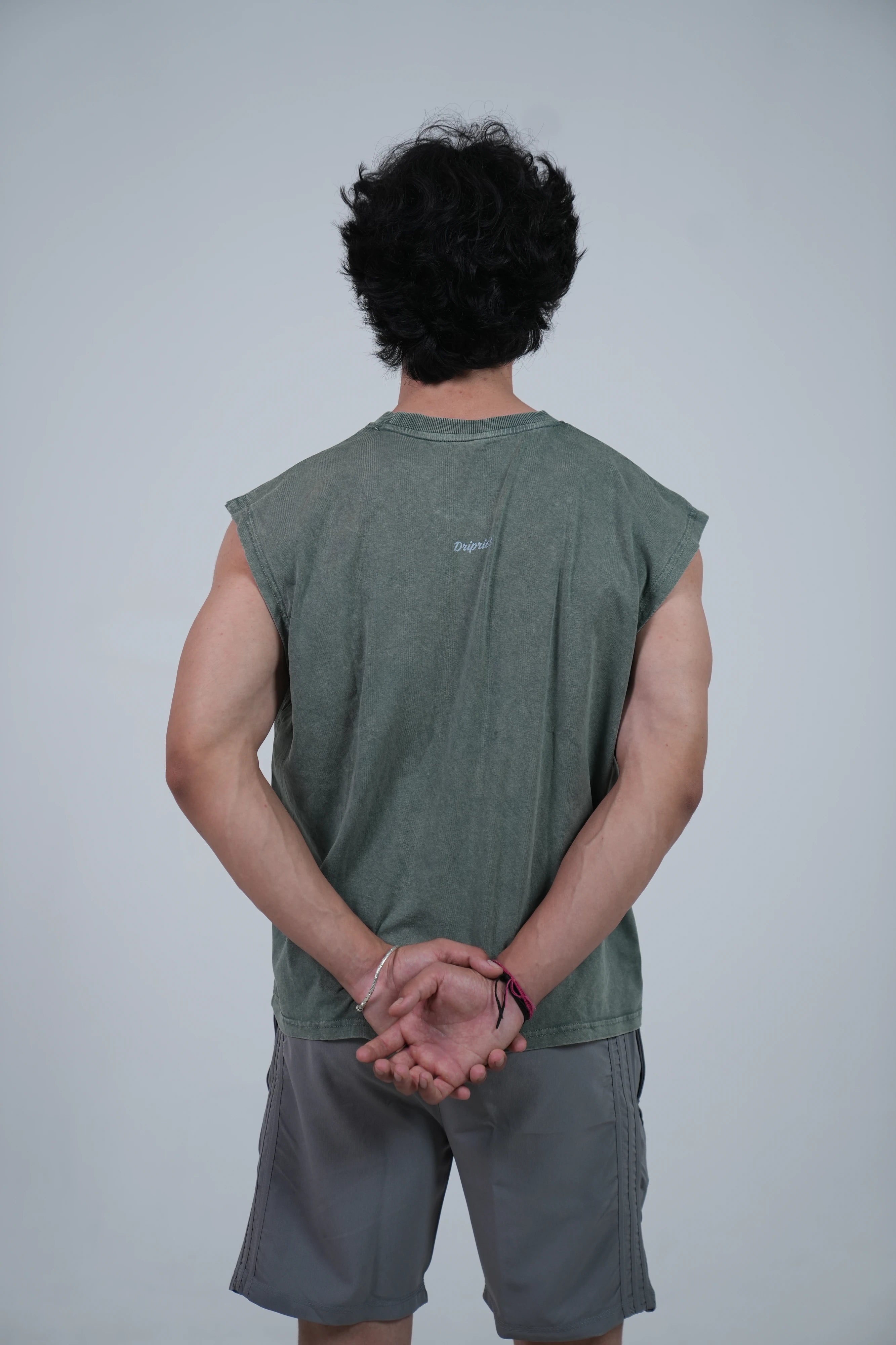 Acidwash mossgreen boxy tank
