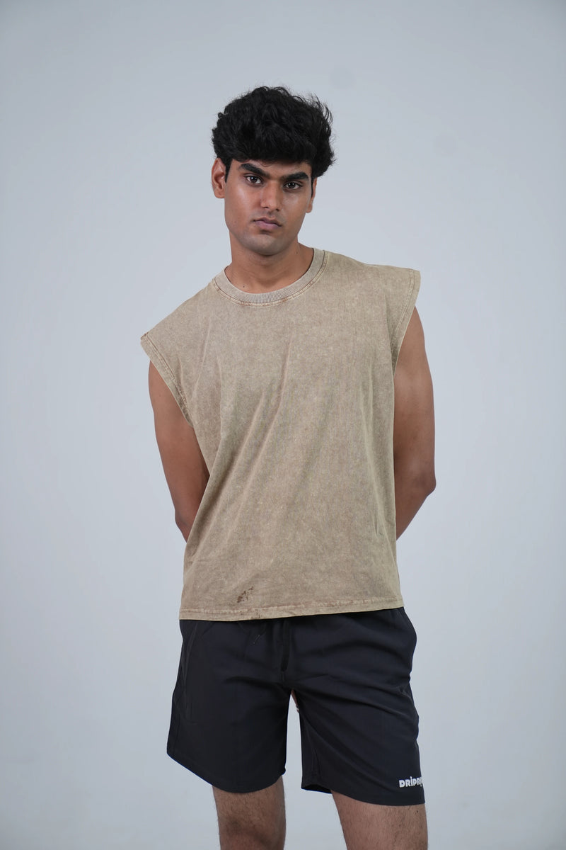 Acidwash desert dust boxy tank