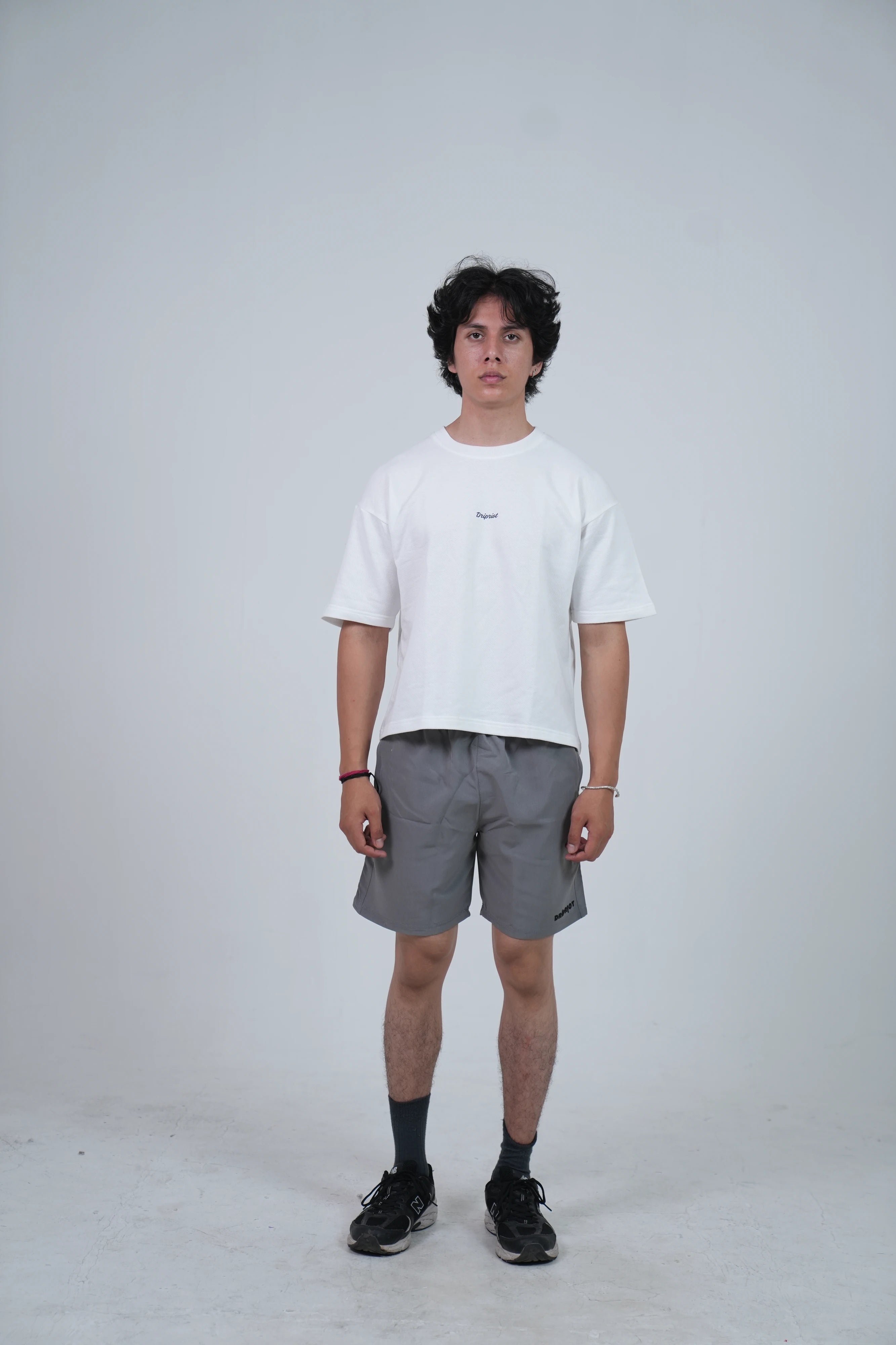 Boxy ribbed white Tshirt