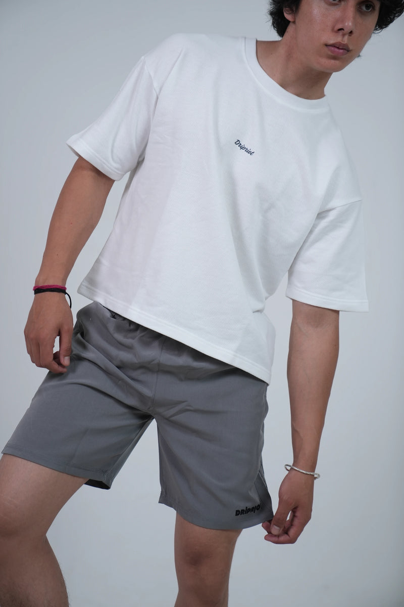 Boxy ribbed white Tshirt