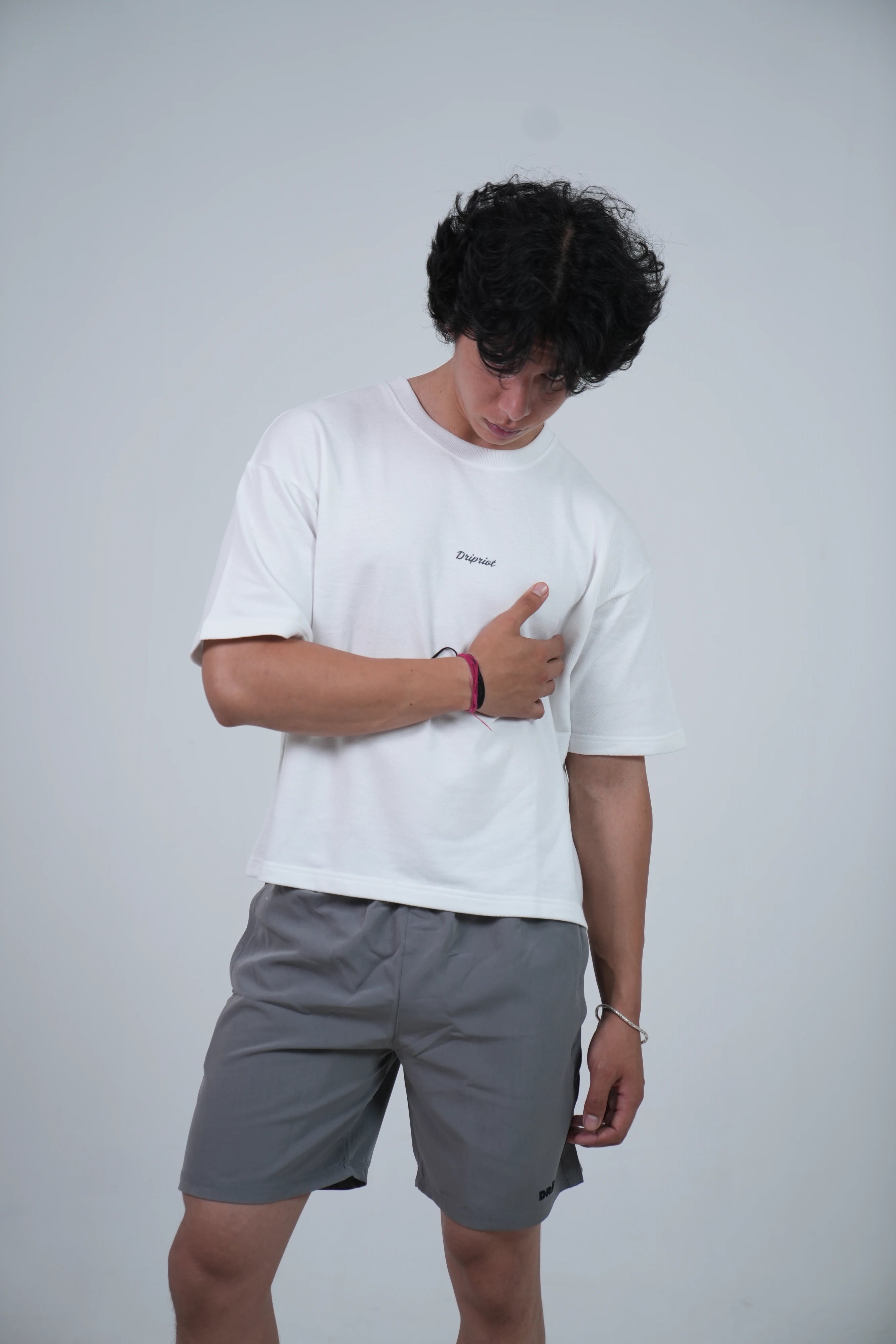 Boxy ribbed white Tshirt