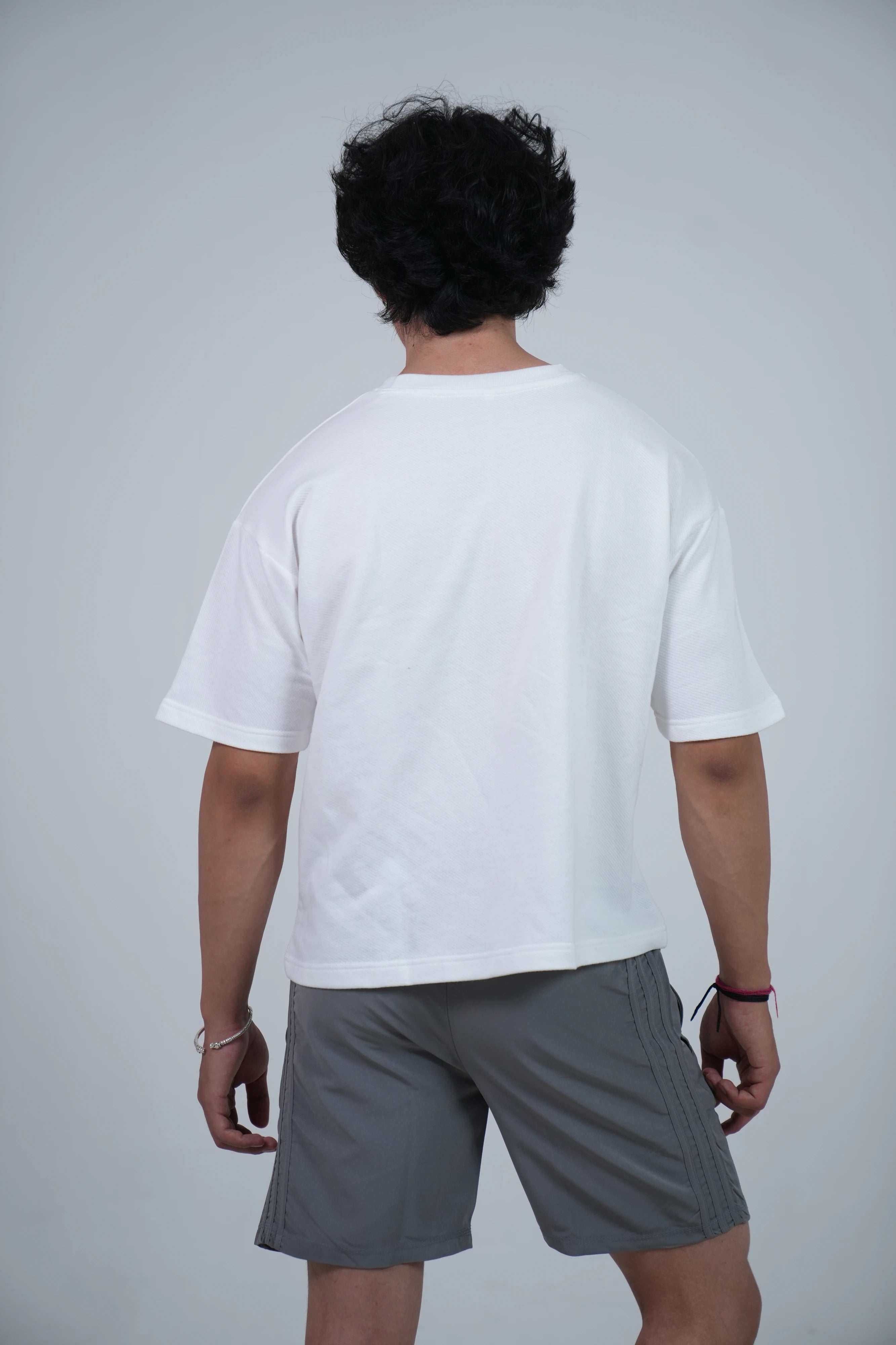 Boxy ribbed white Tshirt