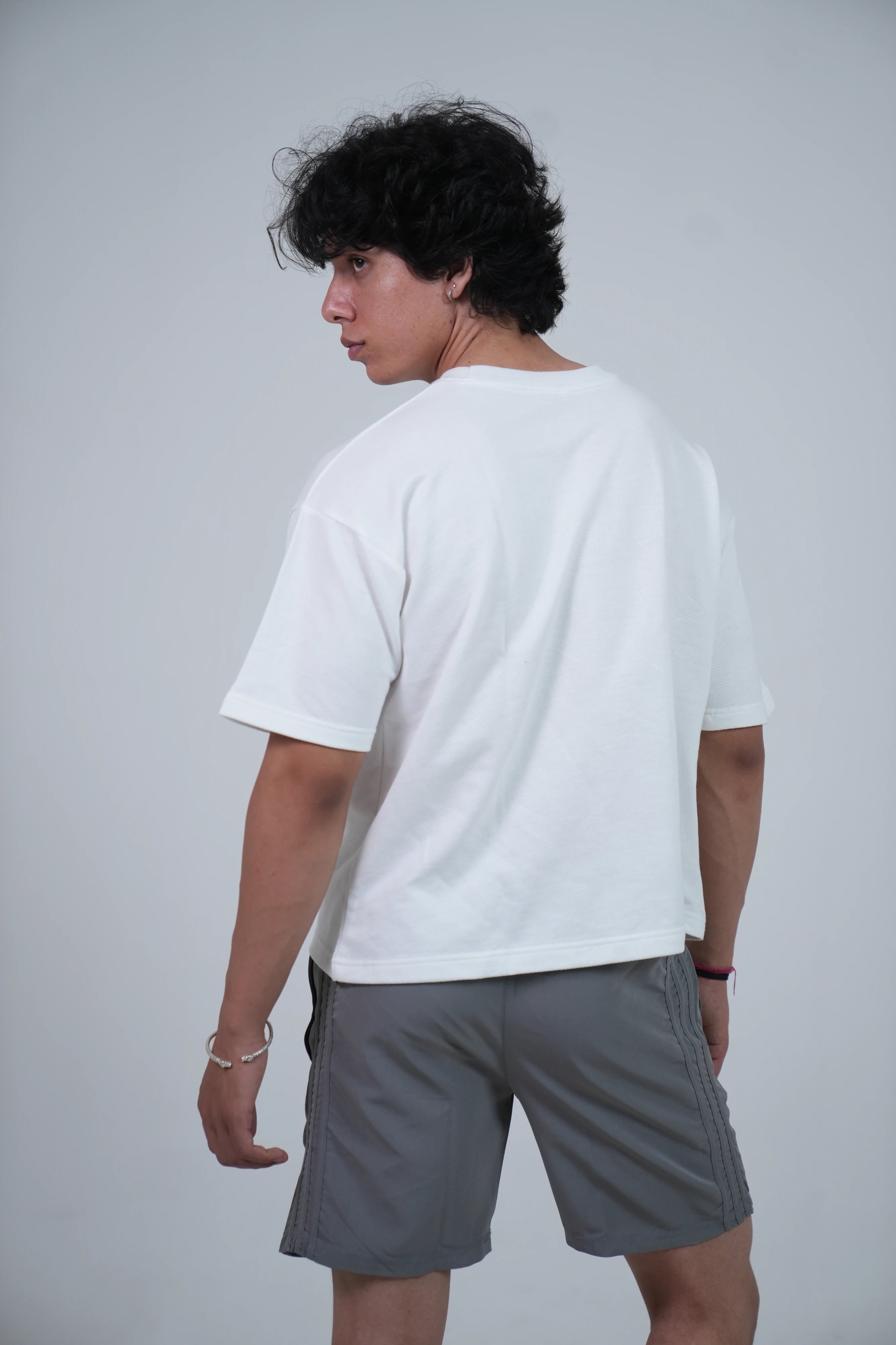 Boxy ribbed white Tshirt