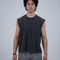 Acidwash smoky black boxy tank