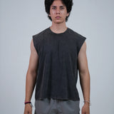 Acidwash smoky black boxy tank